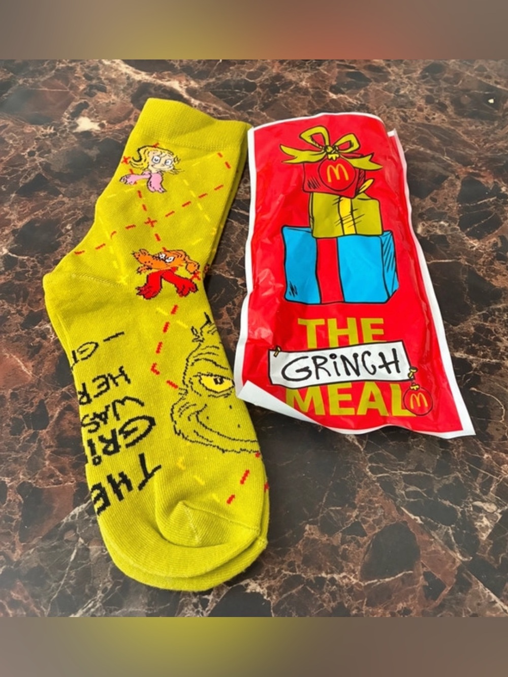 The Grinch McDonald Green Novelty Crew Socks - Licensed Character Design